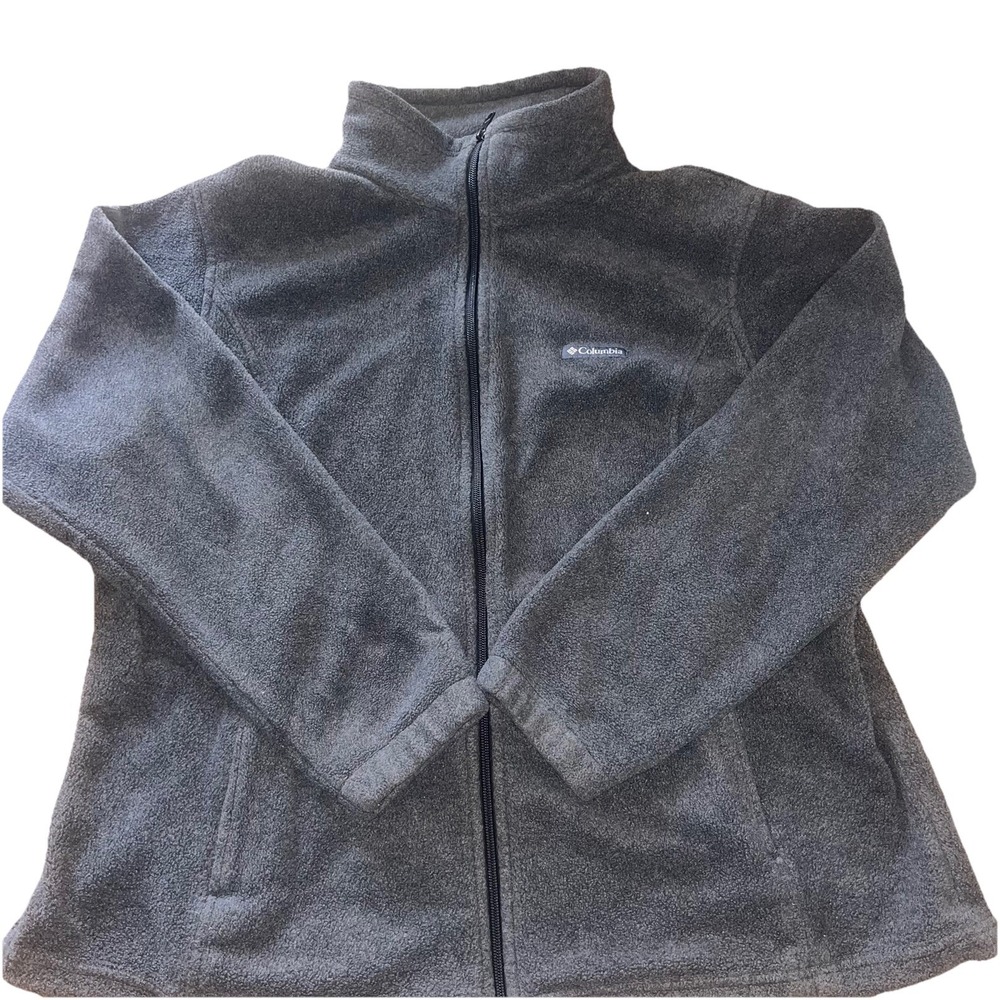 Columbia Fleece Jacket Womens 2X Charcoal Gray Full Zip Soft‎ Warm Gorpcore